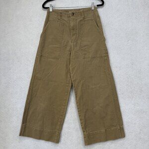 Madewell Pants Womens 26 Brown Khaki Utility Wide Leg Cropped High Rise Twill